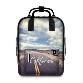 Женский рюкзак 3D с принтом California в городе Новоалтайск, 100% полиэстер | лямки с регулируемой длиной, сверху ручки, чтобы рюкзак нести как сумку. Основное отделение закрывается на молнию, как и внешний карман. Внутри два дополнительных кармана, один из которых закрывается на молнию. По бокам два дополнительных кармашка, куда поместится маленькая бутылочка
 | Тематика изображения на принте: california | usa | америка | города | дороги | калифорния | природа | страны | сша