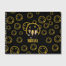 Альбом для рисования с принтом Nirvana в городе Новоалтайск, 100% бумага
 | матовая бумага, плотность 200 мг. | cobain | kurt | nevermino | nirvana | альтернативный | гранж | грол | группа | дональд | кобейн | курт | музыка | надпись | нервана | нирвана | новоселич | певец | рок | смайл | смайлик | солист