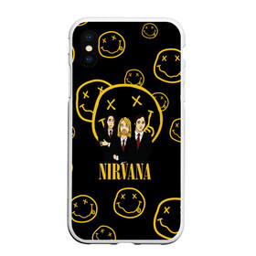 Чехол для iPhone XS Max матовый с принтом Nirvana в городе Новоалтайск, Силикон | Область печати: задняя сторона чехла, без боковых панелей | cobain | kurt | nevermino | nirvana | альтернативный | гранж | грол | группа | дональд | кобейн | курт | музыка | надпись | нервана | нирвана | новоселич | певец | рок | смайл | смайлик | солист