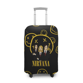 Чехол для чемодана 3D с принтом Nirvana в городе Новоалтайск, 86% полиэфир, 14% спандекс | двустороннее нанесение принта, прорези для ручек и колес | cobain | kurt | nevermino | nirvana | альтернативный | гранж | грол | группа | дональд | кобейн | курт | музыка | надпись | нервана | нирвана | новоселич | певец | рок | смайл | смайлик | солист