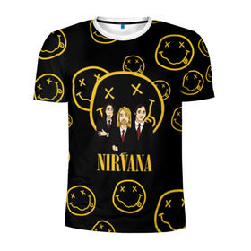 Мужская футболка 3D спортивная с принтом Nirvana в городе Новоалтайск, 100% полиэстер с улучшенными характеристиками | приталенный силуэт, круглая горловина, широкие плечи, сужается к линии бедра | cobain | kurt | nevermino | nirvana | альтернативный | гранж | грол | группа | дональд | кобейн | курт | музыка | надпись | нервана | нирвана | новоселич | певец | рок | смайл | смайлик | солист