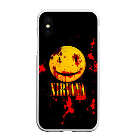 Чехол для iPhone XS Max матовый с принтом Nirvana в городе Новоалтайск, Силикон | Область печати: задняя сторона чехла, без боковых панелей | cobain | kurt | nevermino | nirvana | альтернативный | гранж | грол | группа | дональд | кобейн | курт | музыка | надпись | нервана | нирвана | новоселич | певец | рок | смайл | смайлик | солист