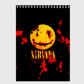 Скетчбук с принтом Nirvana в городе Новоалтайск, 100% бумага
 | 48 листов, плотность листов — 100 г/м2, плотность картонной обложки — 250 г/м2. Листы скреплены сверху удобной пружинной спиралью | cobain | kurt | nevermino | nirvana | альтернативный | гранж | грол | группа | дональд | кобейн | курт | музыка | надпись | нервана | нирвана | новоселич | певец | рок | смайл | смайлик | солист