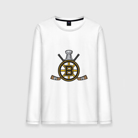 Мужской лонгслив хлопок с принтом boston bruins в городе Новоалтайск, 100% хлопок |  | boston bruins | nhl | бостон брюинс | нхл | хоккей