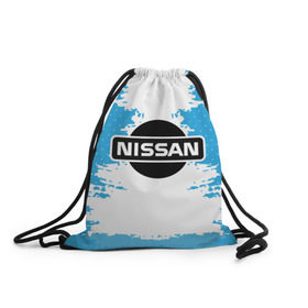 Рюкзак-мешок 3D с принтом Nissan в городе Новоалтайск, 100% полиэстер | плотность ткани — 200 г/м2, размер — 35 х 45 см; лямки — толстые шнурки, застежка на шнуровке, без карманов и подкладки | motor | nissan | авто | лого | машина | ниссан | тачка