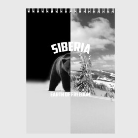 Скетчбук с принтом Siberia earth of freedom в городе Новоалтайск, 100% бумага
 | 48 листов, плотность листов — 100 г/м2, плотность картонной обложки — 250 г/м2. Листы скреплены сверху удобной пружинной спиралью | бурый | восточная | горы | деревья | дикий | западная | зверь | земля свободы | зима | лес | медведь | мишка | надпись | природа | сибирский | сибирь | слово | снег | тайга | фауна | флора | чб | южная