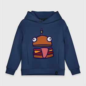 Детское худи Oversize хлопок с принтом Derp Burger в городе Новоалтайск, френч-терри — 70% хлопок, 30% полиэстер. Мягкий теплый начес внутри —100% хлопок | боковые карманы, эластичные манжеты и нижняя кромка, капюшон на магнитной кнопке | fortnite | фортнайт