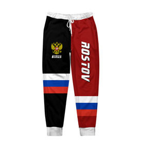 Мужские брюки 3D с принтом ROSTOV (Ростов) в городе Новоалтайск, 100% полиэстер | манжеты по низу, эластичный пояс регулируется шнурком, по бокам два кармана без застежек, внутренняя часть кармана из мелкой сетки | Тематика изображения на принте: 