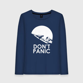 Женский лонгслив хлопок с принтом Dont Panic в городе Новоалтайск, 100% хлопок |  | elon musk | spacex | илон маск | космос | марс | спейс икс