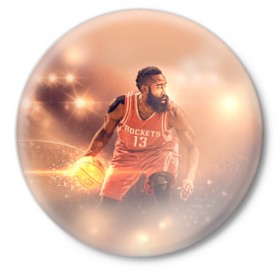 Значок с принтом NBA Stars в городе Новоалтайск,  металл | круглая форма, металлическая застежка в виде булавки | hurden | nba | rockets | баскетбол | нба | харден | хьюстон рокетс