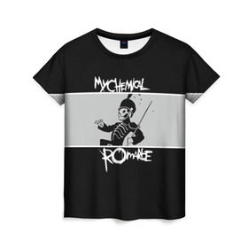 Женская футболка 3D с принтом My Chemical Romance в городе Новоалтайск, 100% полиэфир ( синтетическое хлопкоподобное полотно) | прямой крой, круглый вырез горловины, длина до линии бедер | gerard way | mcr | my chemical romance | альтернативный | группа | джерард уэй | май кемикал романс | мкр | мой химический роман | мхр | мцр | панк | поп | поппанк | рок | рэй торо