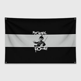 Флаг-баннер с принтом My Chemical Romance в городе Новоалтайск, 100% полиэстер | размер 67 х 109 см, плотность ткани — 95 г/м2; по краям флага есть четыре люверса для крепления | gerard way | mcr | my chemical romance | альтернативный | группа | джерард уэй | май кемикал романс | мкр | мой химический роман | мхр | мцр | панк | поп | поппанк | рок | рэй торо