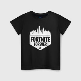 Детская футболка хлопок с принтом Fortnite Forever в городе Новоалтайск, 100% хлопок | круглый вырез горловины, полуприлегающий силуэт, длина до линии бедер | Тематика изображения на принте: battle | epic | forever | fortnite | games | royale | битва | королевская | королей | лого | логотип | навсегда | фартнайт | форева | фортнайт | фортнит | эмблема | эпик