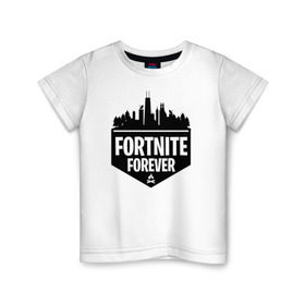 Детская футболка хлопок с принтом Fortnite Forever в городе Новоалтайск, 100% хлопок | круглый вырез горловины, полуприлегающий силуэт, длина до линии бедер | Тематика изображения на принте: battle | epic | forever | fortnite | games | royale | битва | королевская | королей | лого | логотип | навсегда | фартнайт | форева | фортнайт | фортнит | эмблема | эпик