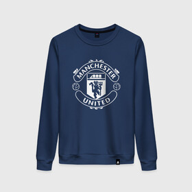 Женский свитшот хлопок с принтом Manchester United в городе Новоалтайск, 100% хлопок | прямой крой, круглый вырез, на манжетах и по низу широкая трикотажная резинка  | club | football | logo | manchester | rooney | united | английская | дьяволы | красные | лига | лого | логотип | манчестер | премьер | эмблема | юнайтед