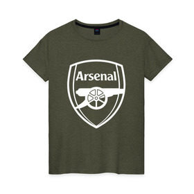 Женская футболка хлопок с принтом Arsenal FC в городе Новоалтайск, 100% хлопок | прямой крой, круглый вырез горловины, длина до линии бедер, слегка спущенное плечо | arsenal | fc | арсенал | клуб | футбольный