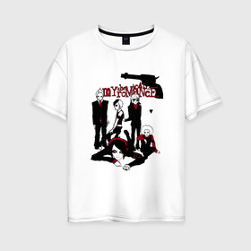 Женская футболка хлопок Oversize с принтом My Chemical Romance в городе Новоалтайск, 100% хлопок | свободный крой, круглый ворот, спущенный рукав, длина до линии бедер
 | gerard way | mcr | my chemical romance | альтернативный | группа | джерард уэй | май кемикал романс | мкр | мой химический роман | мхр | мцр | панк | поп | поппанк | рок | рэй торо