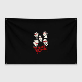 Флаг-баннер с принтом Группа My Chemical Romance в городе Новоалтайск, 100% полиэстер | размер 67 х 109 см, плотность ткани — 95 г/м2; по краям флага есть четыре люверса для крепления | gerard way | mcr | my chemical romance | альтернативный | группа | джерард уэй | май кемикал романс | мкр | мой химический роман | мхр | мцр | панк | поп | поппанк | рок | рэй торо