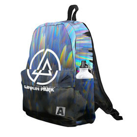 Рюкзак 3D с принтом linkin park в городе Новоалтайск, 100% полиэстер | лямки с регулируемой длиной, сверху петелька, чтобы рюкзак можно было повесить на вешалку. Основное отделение закрывается на молнию, как и внешний карман. Внутри два дополнительных кармана, один из которых закрывается на молнию. По бокам два дополнительных кармашка | linkin park | logo | music | pop | rock | usa | альтернатива | америка | металл | музыка | музыкальный | поп | рок | честер беннингтон