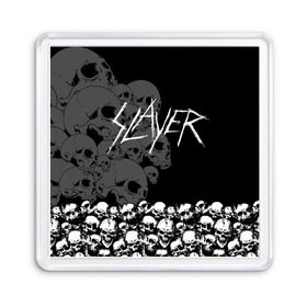 Магнит 55*55 с принтом Slayer Black в городе Новоалтайск, Пластик | Размер: 65*65 мм; Размер печати: 55*55 мм | hard | heavy | metal | rock | skull | trash | метал | рок | слеер | слейер | слэер | слэйер | треш | трэш | череп | черепа