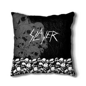 Подушка 3D с принтом Slayer Black в городе Новоалтайск, наволочка – 100% полиэстер, наполнитель – холлофайбер (легкий наполнитель, не вызывает аллергию). | состоит из подушки и наволочки. Наволочка на молнии, легко снимается для стирки | hard | heavy | metal | rock | skull | trash | метал | рок | слеер | слейер | слэер | слэйер | треш | трэш | череп | черепа