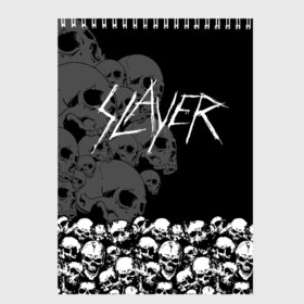 Скетчбук с принтом Slayer Black в городе Новоалтайск, 100% бумага
 | 48 листов, плотность листов — 100 г/м2, плотность картонной обложки — 250 г/м2. Листы скреплены сверху удобной пружинной спиралью | Тематика изображения на принте: hard | heavy | metal | rock | skull | trash | метал | рок | слеер | слейер | слэер | слэйер | треш | трэш | череп | черепа