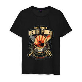 Мужская футболка хлопок с принтом Five Finger Death Punch в городе Новоалтайск, 100% хлопок | прямой крой, круглый вырез горловины, длина до линии бедер, слегка спущенное плечо. | Тематика изображения на принте: 5fdp | ffdp | five finger death punch