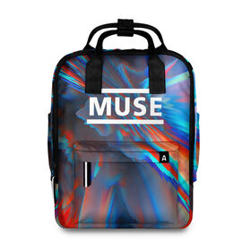 Женский рюкзак 3D с принтом MUSE в городе Новоалтайск, 100% полиэстер | лямки с регулируемой длиной, сверху ручки, чтобы рюкзак нести как сумку. Основное отделение закрывается на молнию, как и внешний карман. Внутри два дополнительных кармана, один из которых закрывается на молнию. По бокам два дополнительных кармашка, куда поместится маленькая бутылочка
 | logo | muse | music | pop | rock | usa | альтернатива | америка | металл | музыка | музыкальный | поп | рок