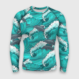 Мужской рашгард 3D с принтом Дельфины в городе Новоалтайск,  |  | dolphins | fish | ocean | pattern | sea | summer | waves | волны | дельфины | лето | море | океан | паттерн | рыбы