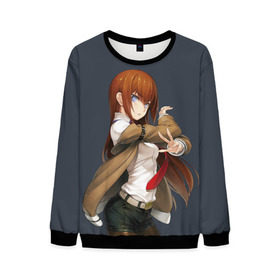 Мужской свитшот 3D с принтом Kurusi makise Steins , gate в городе Новоалтайск, 100% полиэстер с мягким внутренним слоем | круглый вырез горловины, мягкая резинка на манжетах и поясе, свободная посадка по фигуре | Тематика изображения на принте: anime | kristina | kurisu | okabe | sience | stein | steins | steonggate | врата штейна | курису | макисе