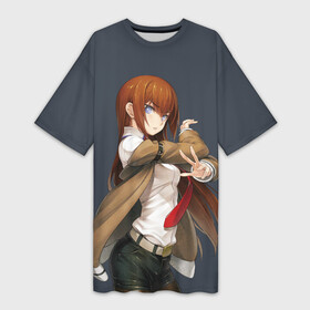 Платье-футболка 3D с принтом Kurusi makise Steins   gate в городе Новоалтайск,  |  | Тематика изображения на принте: anime | kristina | kurisu | okabe | sience | stein | steins | steonggate | врата штейна | курису | макисе