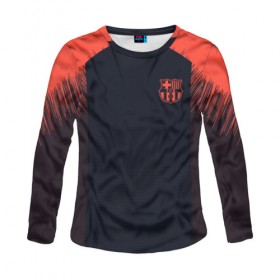 Женский лонгслив 3D с принтом Barcelona Training 18-19 в городе Новоалтайск, 100% полиэстер | длинные рукава, круглый вырез горловины, полуприлегающий силуэт | barcelona | champions | league | lionel | messi | spain | барселона | испания | лига | лионель | месси | чемпионов
