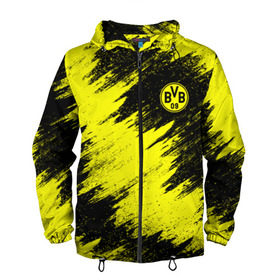 Мужская ветровка 3D с принтом FC Borussia Dortmund в городе Новоалтайск, 100% полиэстер | подол и капюшон оформлены резинкой с фиксаторами, два кармана без застежек по бокам, один потайной карман на груди | Тематика изображения на принте: боруссия | дортмунд