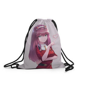 Рюкзак-мешок 3D с принтом Darling in the FranXX в городе Новоалтайск, 100% полиэстер | плотность ткани — 200 г/м2, размер — 35 х 45 см; лямки — толстые шнурки, застежка на шнуровке, без карманов и подкладки | darling | darling in the franxx | franxx | zero two | зеро ту | милый | милый во франкcе | франкс