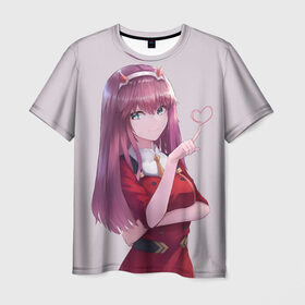 Мужская футболка 3D с принтом Darling in the FranXX в городе Новоалтайск, 100% полиэфир | прямой крой, круглый вырез горловины, длина до линии бедер | darling | darling in the franxx | franxx | zero two | зеро ту | милый | милый во франкcе | франкс