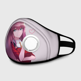 Маска из неопрена с принтом Darling in the FranXX в городе Новоалтайск, неопрен 100% | Форма огибающая нос. Резинки для ушей с дополнительной резинкой на затылке. Клапан для выдоха для активного дыхания при занятиях спортом. Эластичный материал маски и окантовки для лучшего растяжения и прилегания маски.  | darling | darling in the franxx | franxx | zero two | зеро ту | милый | милый во франкcе | франкс