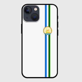 Чехол для iPhone 13 mini с принтом Башкортостан в городе Новоалтайск,  |  | Тематика изображения на принте: 02 | ru | rus | алтайский | башкирия | башкортостан | герб | знак | край | надпись | патриот | полосы | российская | российский | россия | русская | русский | рф | символ | страна | флаг | флага | цвета
