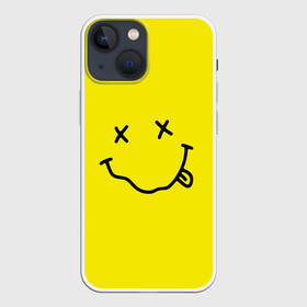 Чехол для iPhone 13 mini с принтом Nirvana в городе Новоалтайск,  |  | cobain | kurt | nevermino | nirvana | альтернативный | гранж | грол | группа | дональд | кобейн | курт | музыка | надпись | нервана | нирвана | новоселич | певец | рок | смайл | смайлик | солист