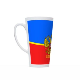 Кружка Латте с принтом Красноярск в городе Новоалтайск, Белая керамика | Объем 480 мл; Высота 150 мм; Диаметр 90 мм | Тематика изображения на принте: abstraction | grunge | russia | sport | абстракция | герб | краска | красноярск | русский | символика рф | спорт | спортивный | триколор | униформа | форма | я русский