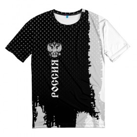 Мужская футболка 3D с принтом russia sport uniform 2018 в городе Новоалтайск, 100% полиэфир | прямой крой, круглый вырез горловины, длина до линии бедер | Тематика изображения на принте: abstraction | grunge | russia | sport | абстракция | герб | краска | русский | символика рф | спорт | спортивный | триколор | униформа | форма | я русский
