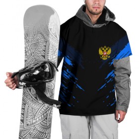 Накидка на куртку 3D с принтом Russia-sport collection BLUE в городе Новоалтайск, 100% полиэстер |  | abstraction | grunge | russia | sport | абстракция | герб | краска | русский | символика рф | спорт | спортивный | триколор | униформа | форма | я русский