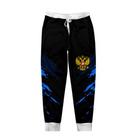Мужские брюки 3D с принтом Russia-sport collection BLUE в городе Новоалтайск, 100% полиэстер | манжеты по низу, эластичный пояс регулируется шнурком, по бокам два кармана без застежек, внутренняя часть кармана из мелкой сетки | abstraction | grunge | russia | sport | абстракция | герб | краска | русский | символика рф | спорт | спортивный | триколор | униформа | форма | я русский