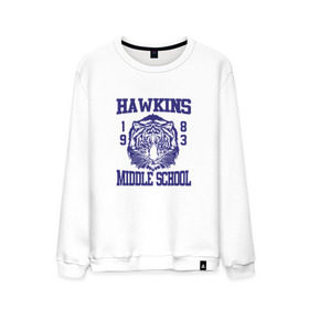 Мужской свитшот хлопок с принтом Hawkins middle school в городе Новоалтайск, 100% хлопок |  | hawkins | stranger things | очень странные дела | хоукинс