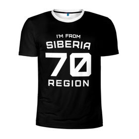 Мужская футболка 3D спортивная с принтом i`m frob siberia(я из сибири) в городе Новоалтайск, 100% полиэстер с улучшенными характеристиками | приталенный силуэт, круглая горловина, широкие плечи, сужается к линии бедра | 70 регион | from siberia | регионы россии | россия | сибирь | томск | томская область | я из сибири