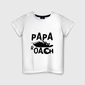 Детская футболка хлопок с принтом Papa Roach в городе Новоалтайск, 100% хлопок | круглый вырез горловины, полуприлегающий силуэт, длина до линии бедер | papa roach | roach | папа роач | папароач | папароч | роач | роч