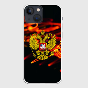 Чехол для iPhone 13 mini с принтом RUSSIA в городе Новоалтайск,  |  | abstraction | grunge | russia | sport | абстракция | герб | краска | русский | символика рф | спорт | спортивный | триколор | униформа | форма | я русский