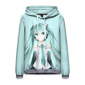 Мужская толстовка 3D с принтом Hatsune Miku в городе Новоалтайск, 100% полиэстер | двухслойный капюшон со шнурком для регулировки, мягкие манжеты на рукавах и по низу толстовки, спереди карман-кенгуру с мягким внутренним слоем. | hatsune miku