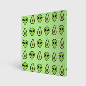 Холст квадратный с принтом Green в городе Новоалтайск, 100% ПВХ |  | alien | food | vegetarian | авокадо | вегетарианство | еда | пришелец