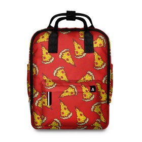 Женский рюкзак 3D с принтом Pizza red в городе Новоалтайск, 100% полиэстер | лямки с регулируемой длиной, сверху ручки, чтобы рюкзак нести как сумку. Основное отделение закрывается на молнию, как и внешний карман. Внутри два дополнительных кармана, один из которых закрывается на молнию. По бокам два дополнительных кармашка, куда поместится маленькая бутылочка
 | fast food | pizza | еда | пицца | фастфуд