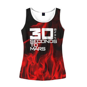 Женская майка 3D с принтом 30 Seconds to Mars in fire в городе Новоалтайск, 100% полиэстер | круглая горловина, прямой силуэт, длина до линии бедра | 30 seconds to mars | punk | rock | альтернативный хип хоп | группа | инди поп | музыка | музыкальное произведение | ноты | панк | регги | рок | синти поп